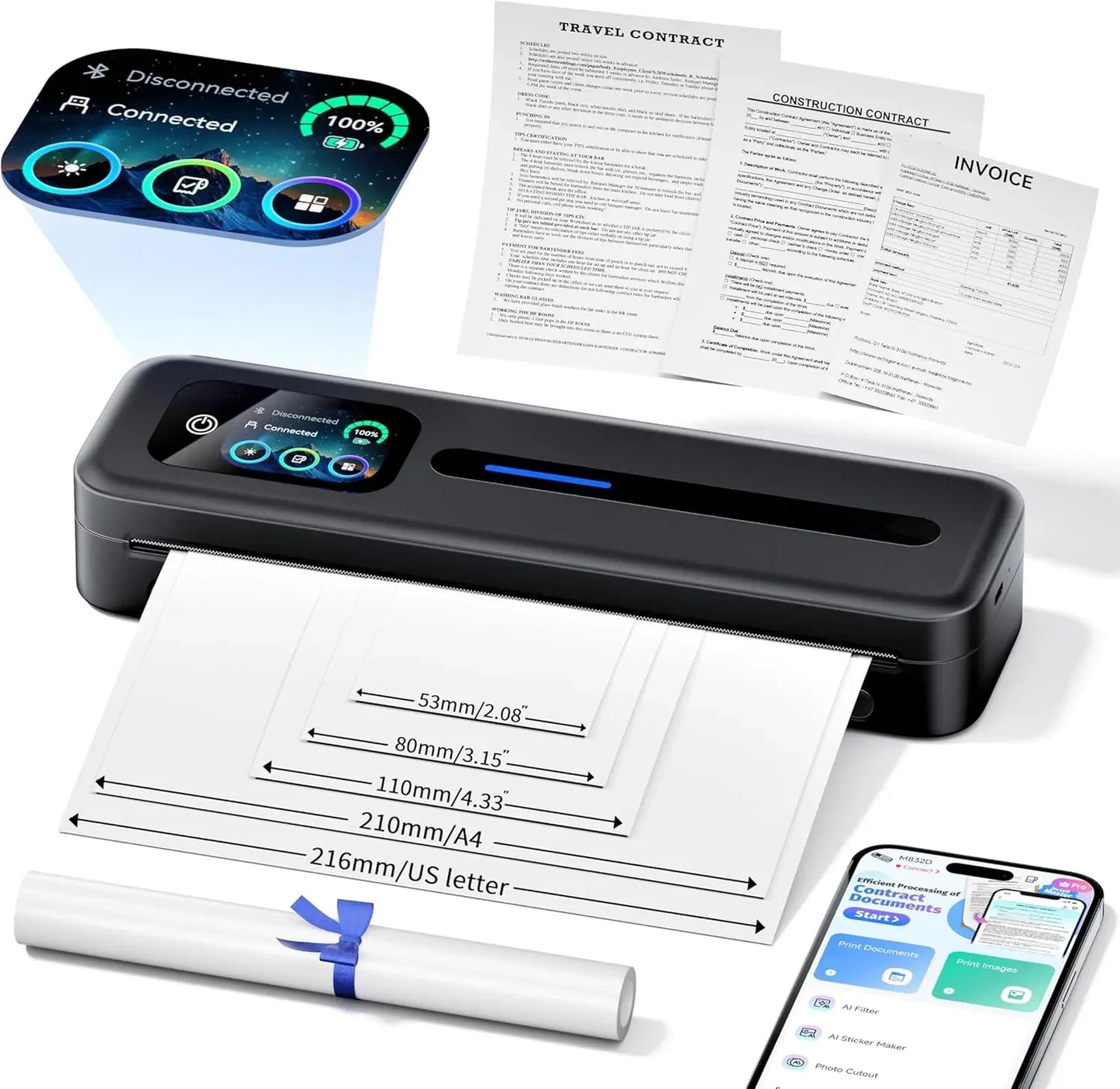 Upgraded Touchscreen Portable Printer